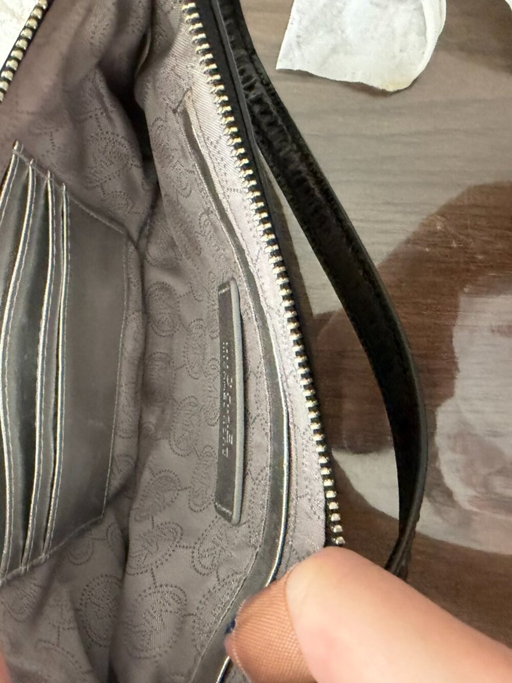 Michael Kors Black Patent Leather Monogram Wristlet - Picture 3 of 3